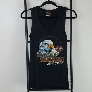 Harley Davidson sleeve t-shirt tank top black cotton women graphic size L Y2K